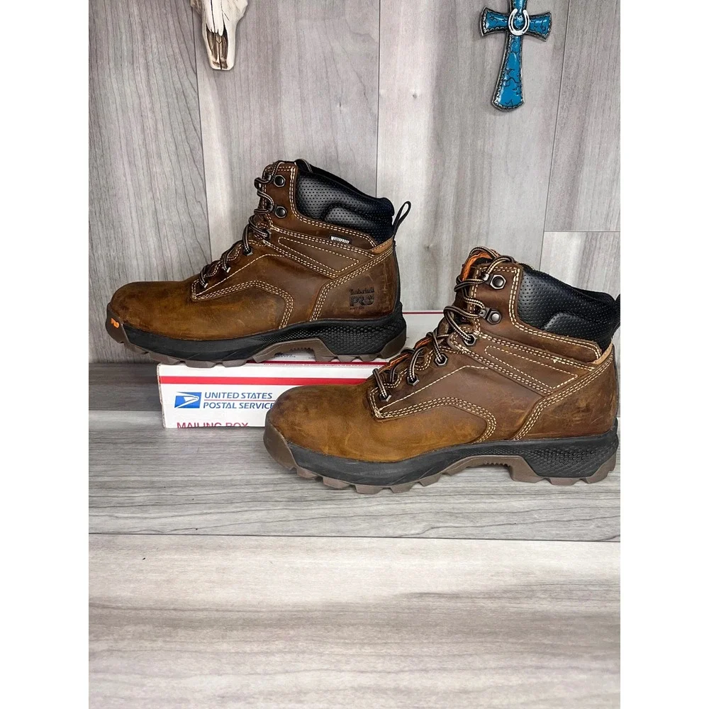 Timberland Pro Titan EV Work Boots Mens 8.5M Brown Good Waterproof